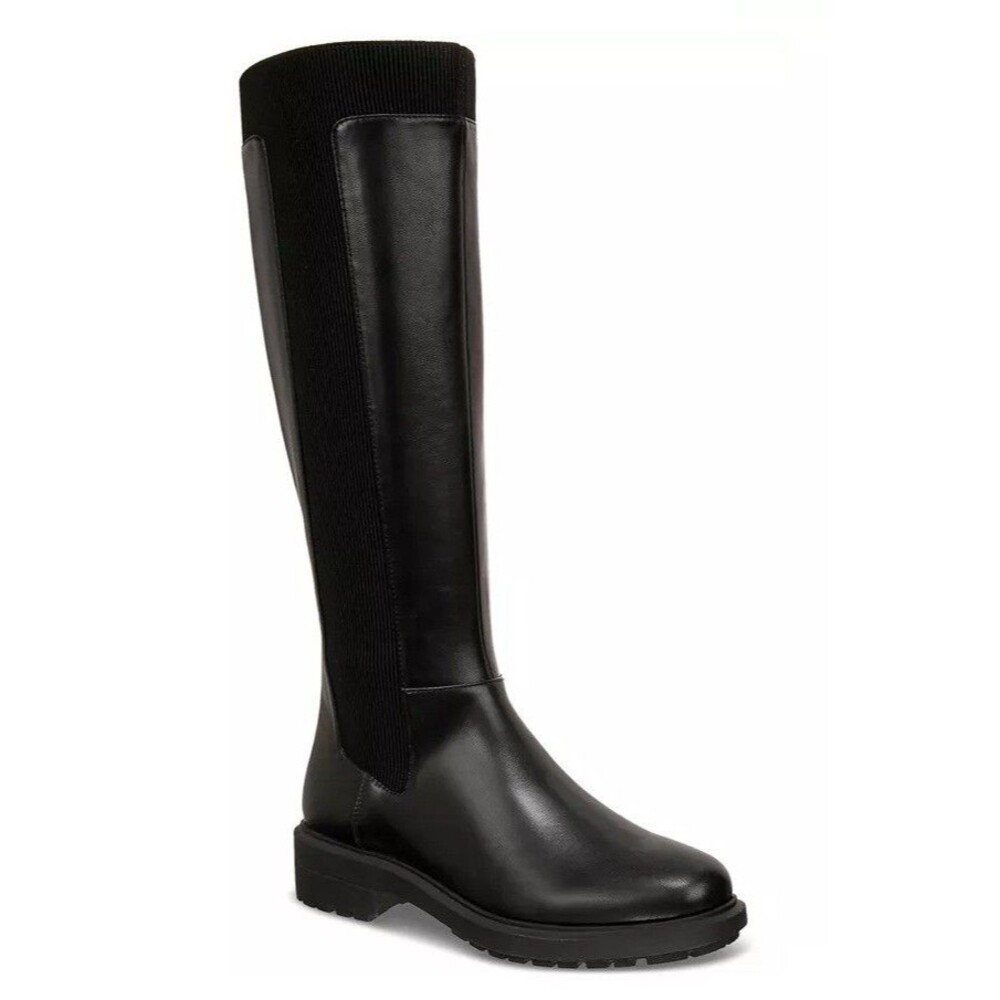 Alfani Womens 6.5 M Black Tamira Faux Leather Knee High Zip Up Boots NIB QF0